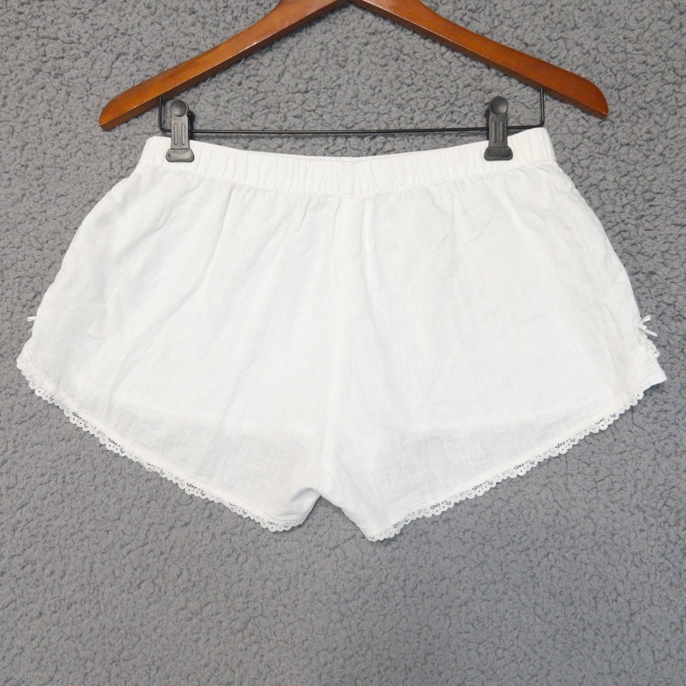 Brandy Melville Keira Linen Boxer Bloomer Lace Trim Pull On Shorts Womens M - Picture 7 of 12